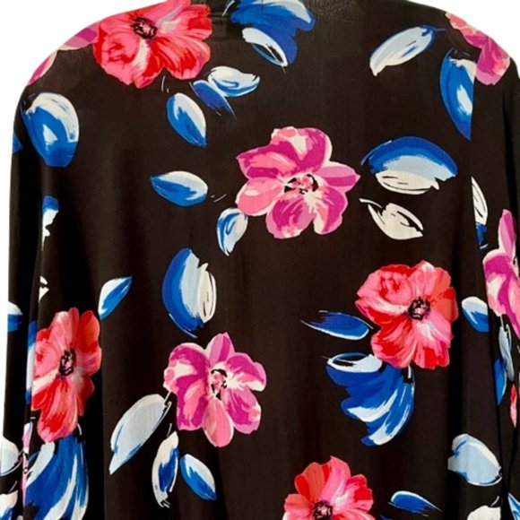 Torrid Open Floral Fringed Cardigan Roll Tab Sleeves - 2X - Picture 8 of 11